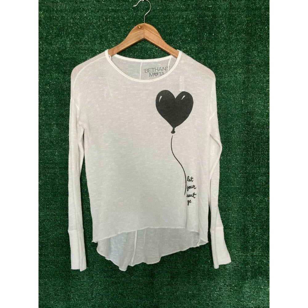 Bethany Mota Women's White "Let your Heart go" Long Sleeve Top Size XS